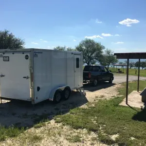 Custom Cargo Trailer Conversion and Blue Sky with clouds